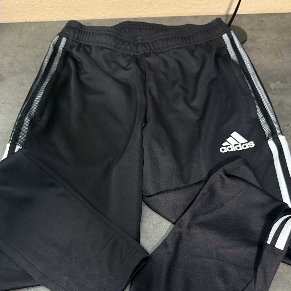 Adidas mens Black Joggers with White Stripes
